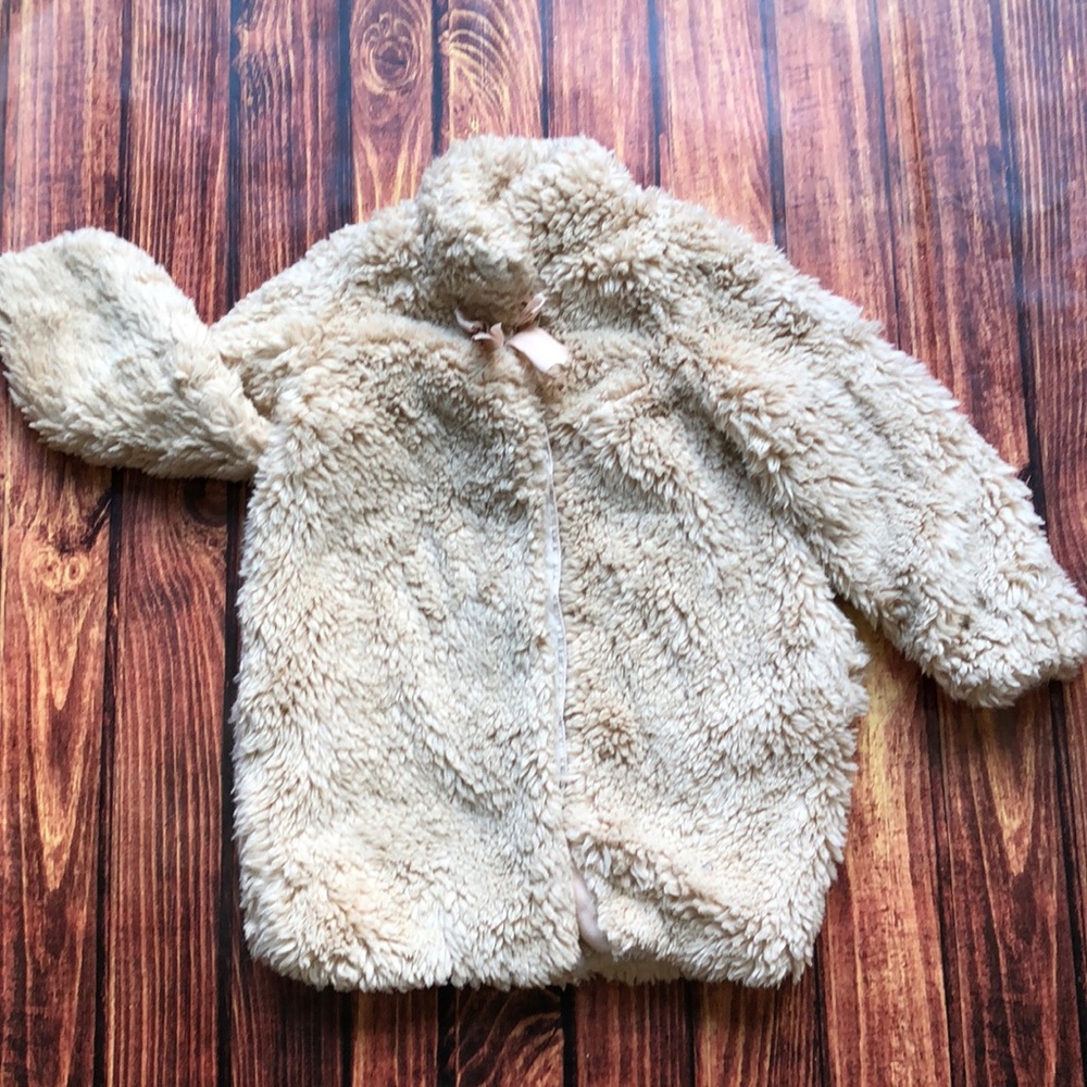 Dusted Pink Faux Fur Girl’s Pea Coat